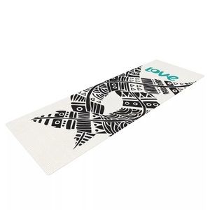 Yoga Pilates Exercise Mat Love Tribal Black 72”x24